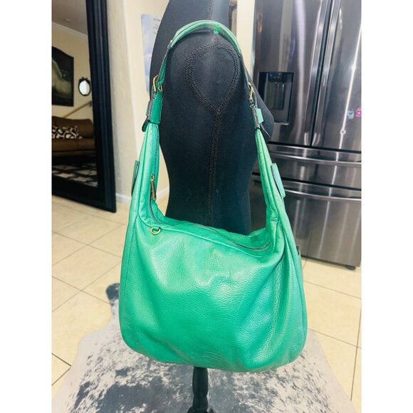 Ralph Lauren Green Pebble Leather Hobo Shoulder Bag Luxury Money Sustainable - Picture 3 of 16